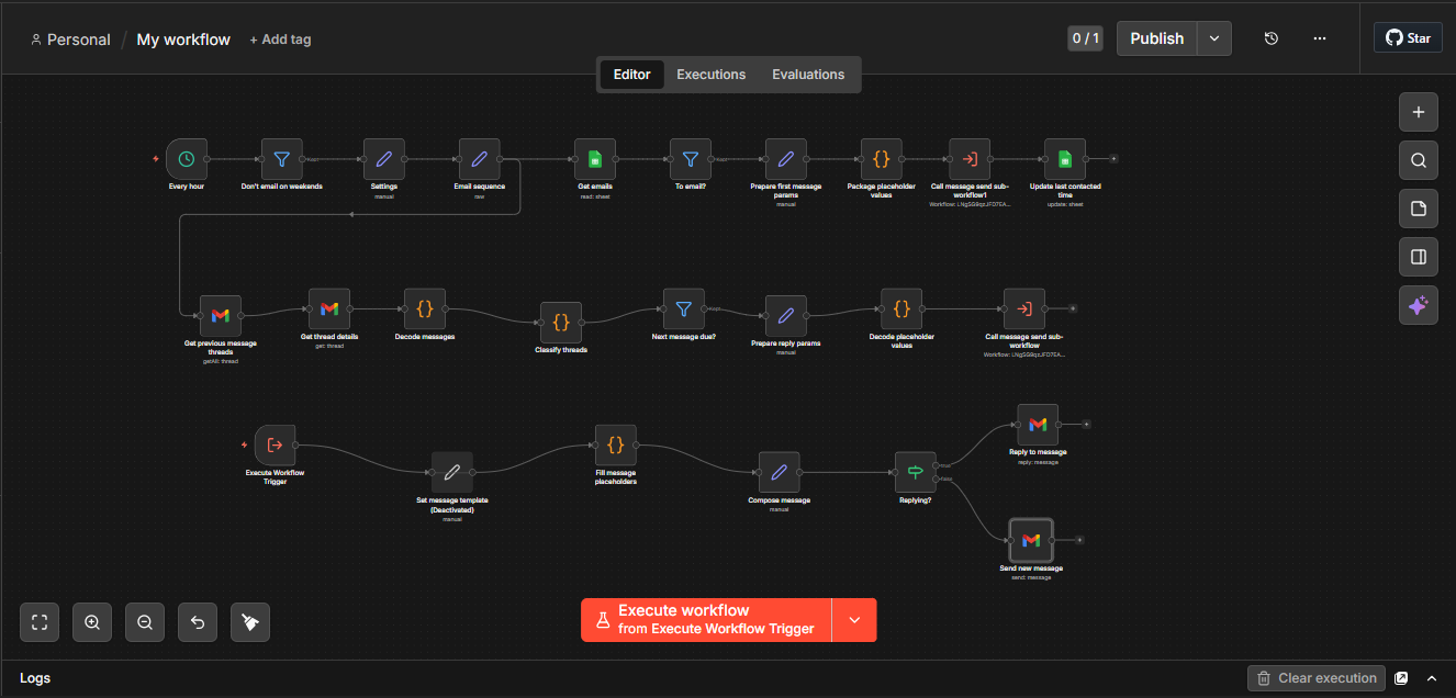 n8n workflow that automates Gmail follow-ups