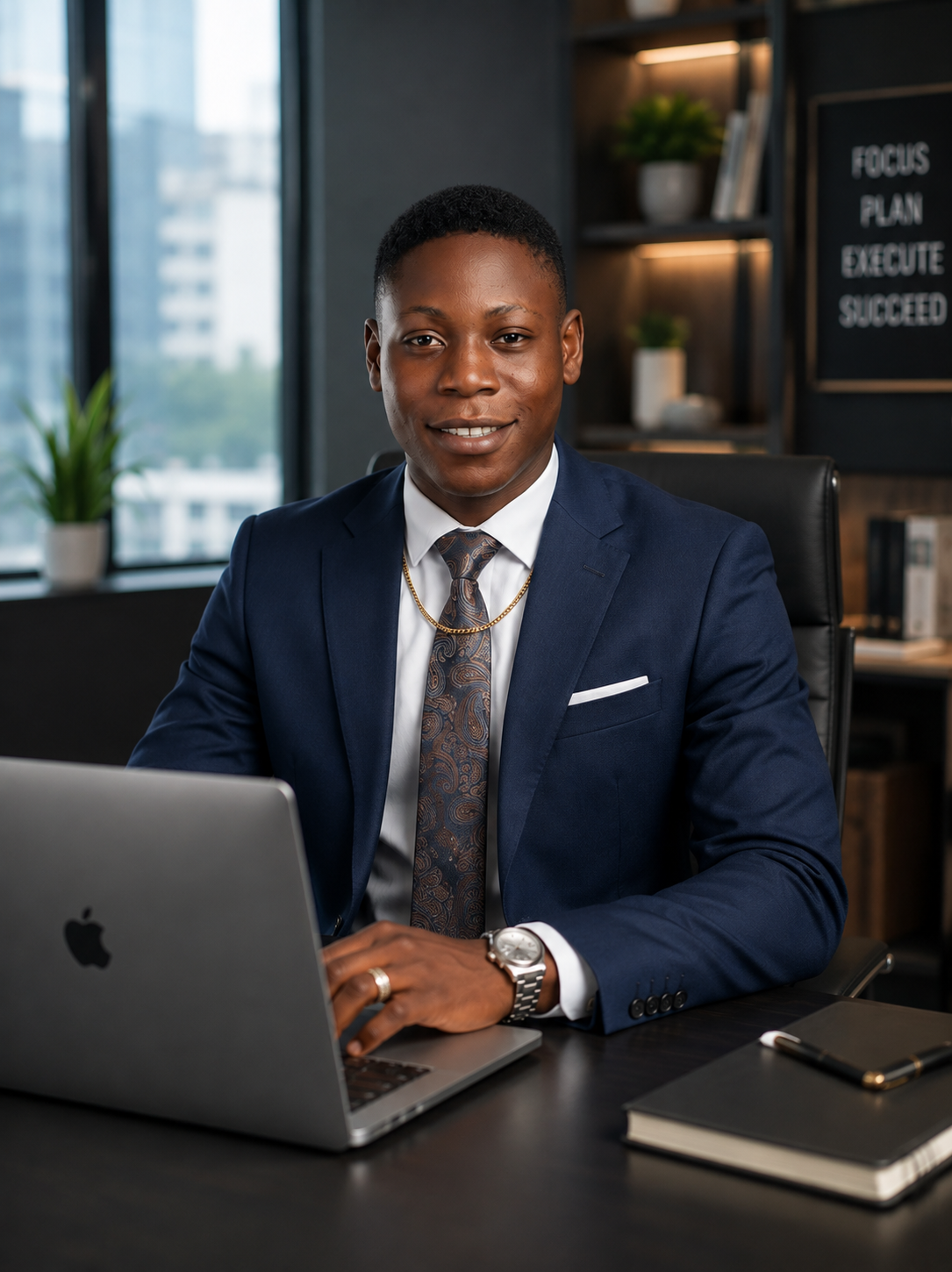 Oluwapelumi Emmanuel working on a laptop, founder of Classic Digital Solution